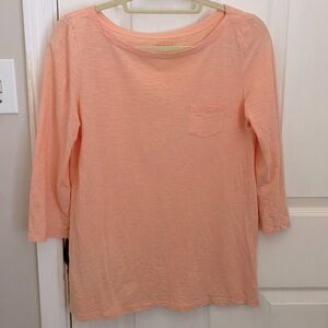 LOFT Sunwashed Bateau Boatneck 3/4 Sleeve Pocket Tee